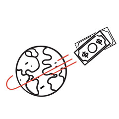hand drawn doodle transfer money global remittance illustration vector