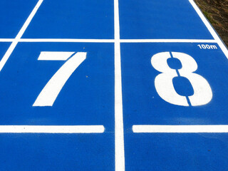 Stadium runway or athlete's track start number (7) (8). Tracks are rubber man-made tracks used in athletics.