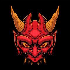 japanese oni mask vector logo