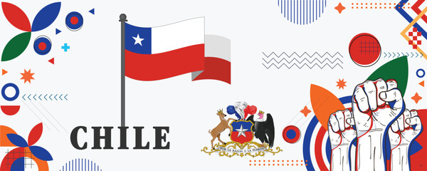 Chile national day banner design vector eps