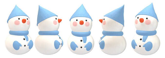 blue hat snowman,青い帽子の雪だるま,3D,PNG