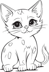 Fototapeta na wymiar Cute Cartoon Cat vector Illustration, Cat Coloring page for kids and adults. cat vector logo, t-shirt design, tattoo design, mural art, cat mascot