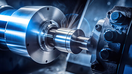 machine tool in metal factory with drilling cnc machines Generative AI