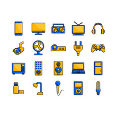 Electronic Icons Color Filled Style