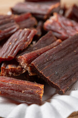 angle view beef jerky vertical composition