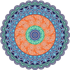 colorful vector Indian chunri mandala round design.