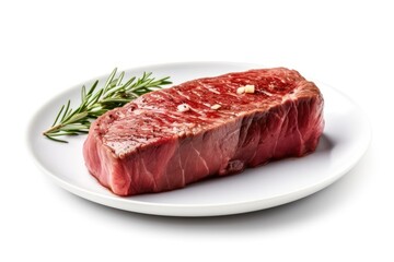 Fototapeta premium wagyu beef steak Roast in plate white background Cinematic Editorial Food Photography