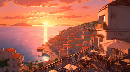 Magical Greek Sunset: A Whimsical Fusion of Cultures (Generated by Ai)