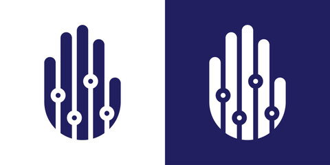 logo design hand technology icon vector illustration