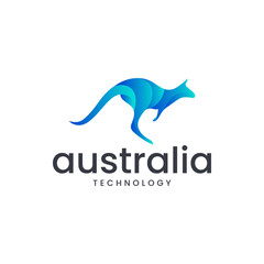 Modern logo illustrated kangaroo with gradient color. It is suitable for use for technology logos.