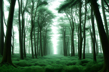 Fototapeta premium Forest, park, alley. Landscape of isolated trees.