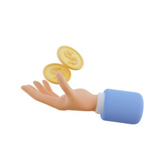 3D Hand Holding Coin Illustration