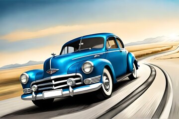 Obraz na płótnie Canvas Colorful Classic Style Vintage Car