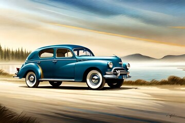 Obraz na płótnie Canvas Colorful Classic Style Vintage Car