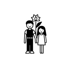 Boy and girl with flower vector illustration isolated on transparent background