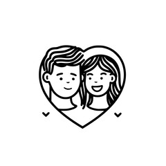 Obraz na płótnie Canvas Young couple in heart vector illustration isolated on transparent background