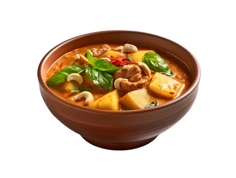 Massaman Curry On A Transparent Background. PNG. Generated AI.