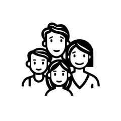 Family of four vector illustration isolated on transparent background