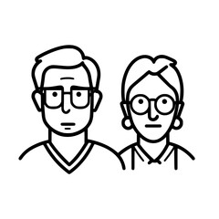 Elderly couple vector illustration isolated on transparent background