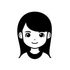 Girl portrait vector illustration isolated on transparent background