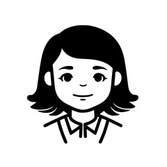 Girl portrait vector illustration isolated on transparent background