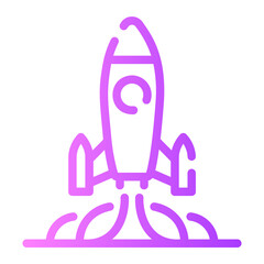 rocket Line Gradient Icon