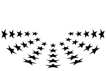 Digital png illustration of rows of black stars pattern on transparent background