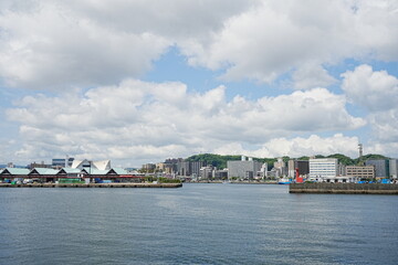 Fototapeta premium Sakurajima Ferry Terminal or Sakurajima Port in Kagoshima, Japan - 日本 鹿児島 鹿児島本港側 桜島フェリーターミナル
