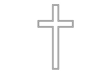 Digital png illustration of black outline of christian cross on transparent background