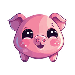 Cheerful piglet toy, cute farm mascot friend