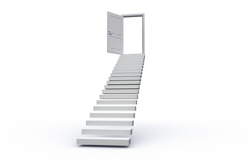 Digital png illustration of stairs with open door on transparent background