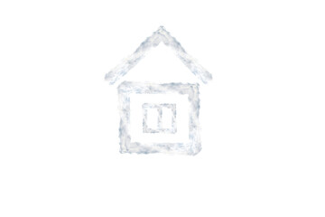 Digital png illustration of house with clouds on transparent background