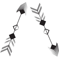 Digital png illustration of black arrows with shapes on transparent background