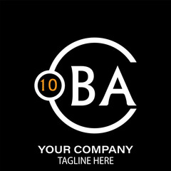 Ba Letter Logo design. black background. Ba Letter Logo Circular Concept. Logo circle modern abstract.