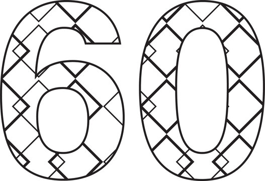 Digital png illustration of sixty birthday candle outline on transparent background