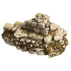 3d illustration of moss covered ruins isolated on transparent background