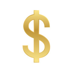 gold US dollar currency symbol on transpaent background file format png