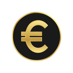 Obraz premium luxury black gold coin euro currency symbol on transparent background