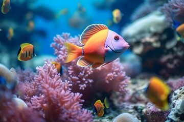 Naklejka na ściany i meble Colorful tropical fish. Generative AI