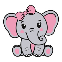 Elephant SVG, Elephant Girl svg, Baby Elephant SVG, Elephant, Cute baby Elephant svg , Cut files for Silhouette, Elephant Baby Girl with Bow, Svg Files for Cricut