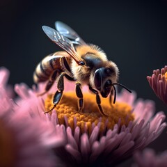 The bee sitting on a flower. generative ai