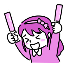 グッズを持って応援するアイドルのファンの女性