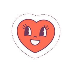 Cute heart emoji. Sticker  isolated on white background. Sticker for planner, diary, notebook. Vector illustration.