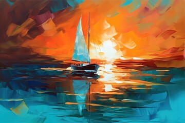 an image depicting a sailboat positioned on a body of water Generative AI