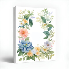 Flower and leaves watercolor of kinds book cover design, centre