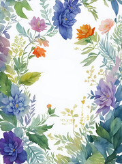 Obraz premium Flower and leaves watercolor of kinds book cover design, centre,