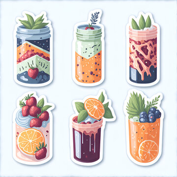Set of detailed Sticker of Watercolor juice watercolor set graphic clipart design