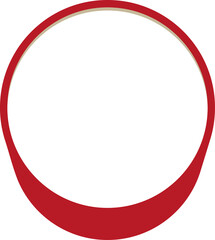 赤い円形の3Dフレーム、シンプルなイラスト素材