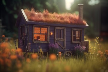 a little home that was blue on the outside and crimson on top. Generative AI