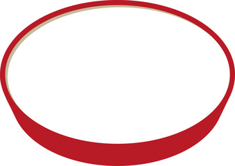 赤い楕円形の3Dフレーム、シンプルなイラスト素材